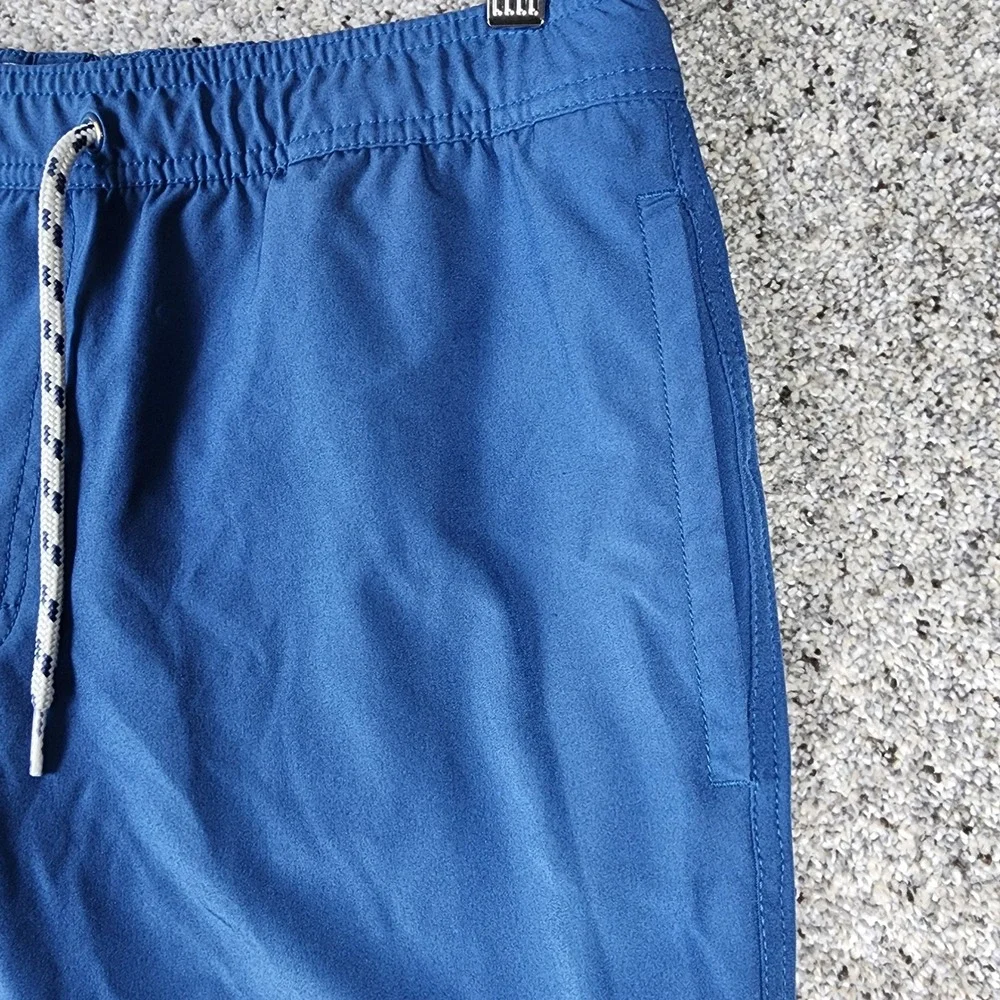 Gap Pool Short Swim Trunks Mens Medium Blue Solid Drawstring Mesh Lined EUC